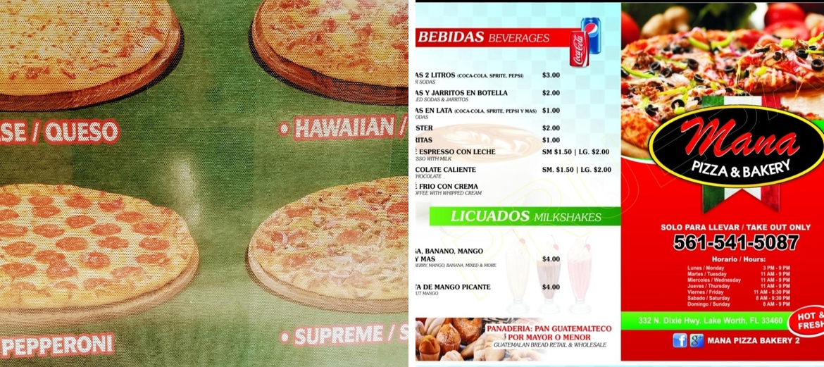 Mana Pizza Wings & Bakery 2 Menu